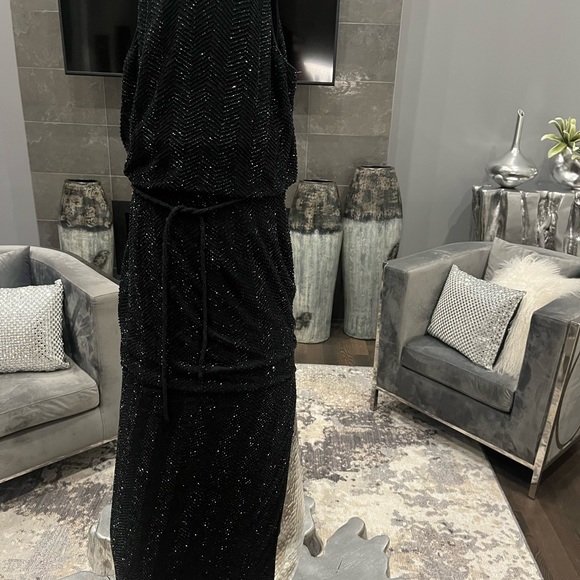 COPY - A simple Grecian style fully beaded jet black gala gown by VICTORIA size… - Picture 9 of 17